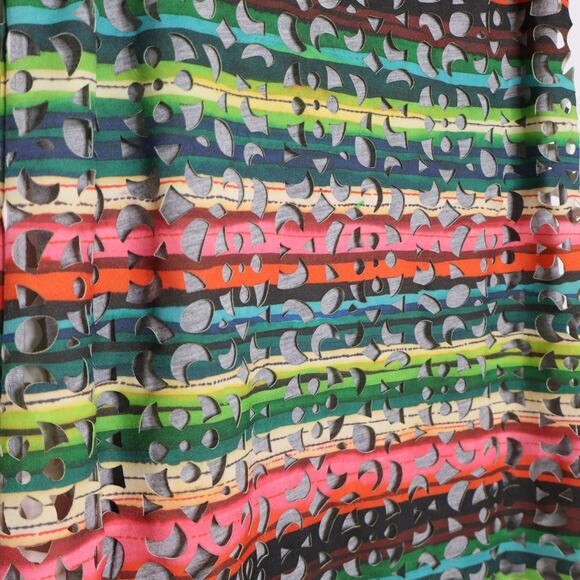 DESIGUAL Phoenix Shift Mini Dress Sleeveless Laser Cut Striped Rainbow Women's M - Picture 12 of 14